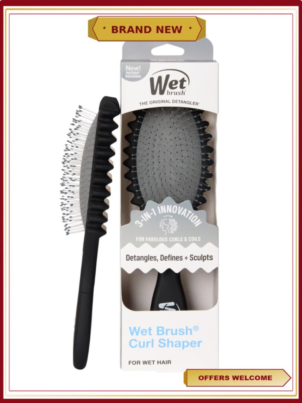 Detangling Curl Defining Brush IntelliFlex Bristles Reduces Breakage Hair Tool